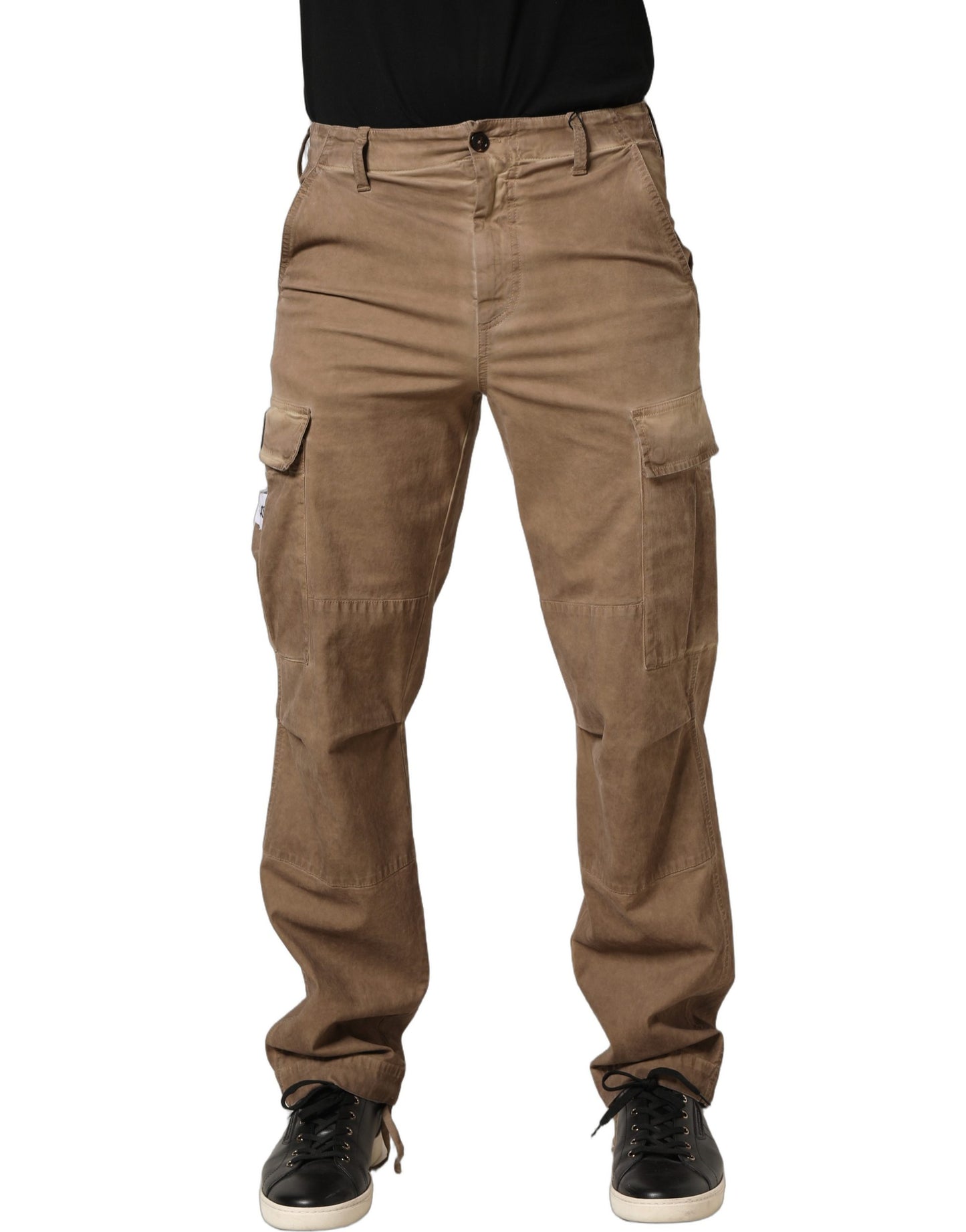 Pantalon cargo droit Dolce & Gabbana marron taille mi-haute