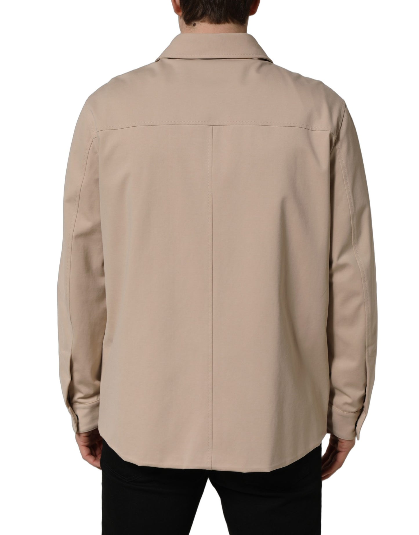 Camisa casual de hombre de algodón con logo beige Dolce & Gabbana