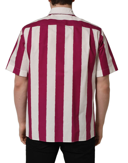 Chemise homme Dolce & Gabbana à manches courtes rayée blanche et marron
