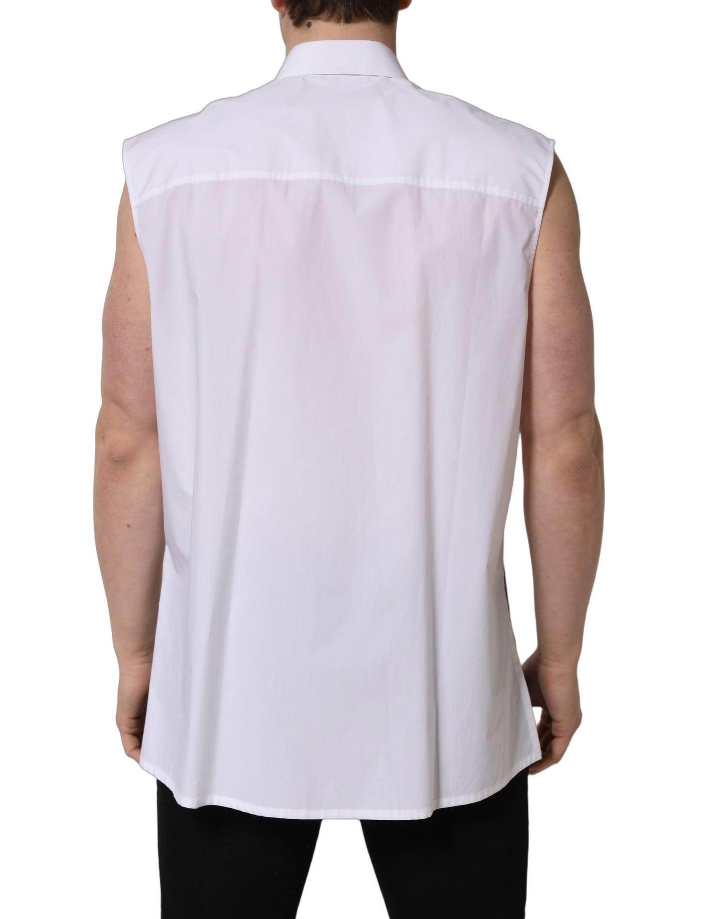 Camisa de vestir formal sin mangas de algodón blanco de Dolce & Gabbana