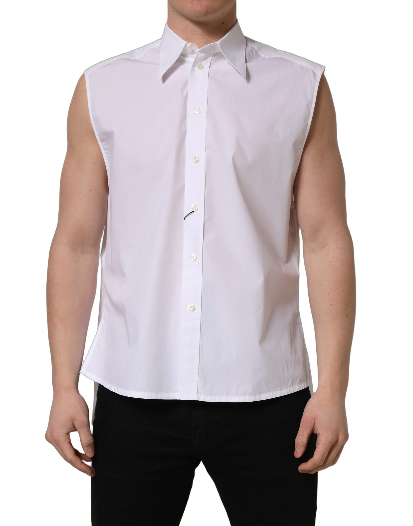Chemise habillée Dolce & Gabbana en coton blanc sans manches