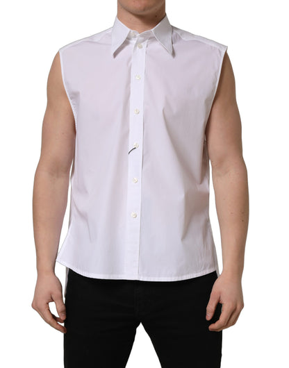Chemise habillée Dolce & Gabbana en coton blanc sans manches