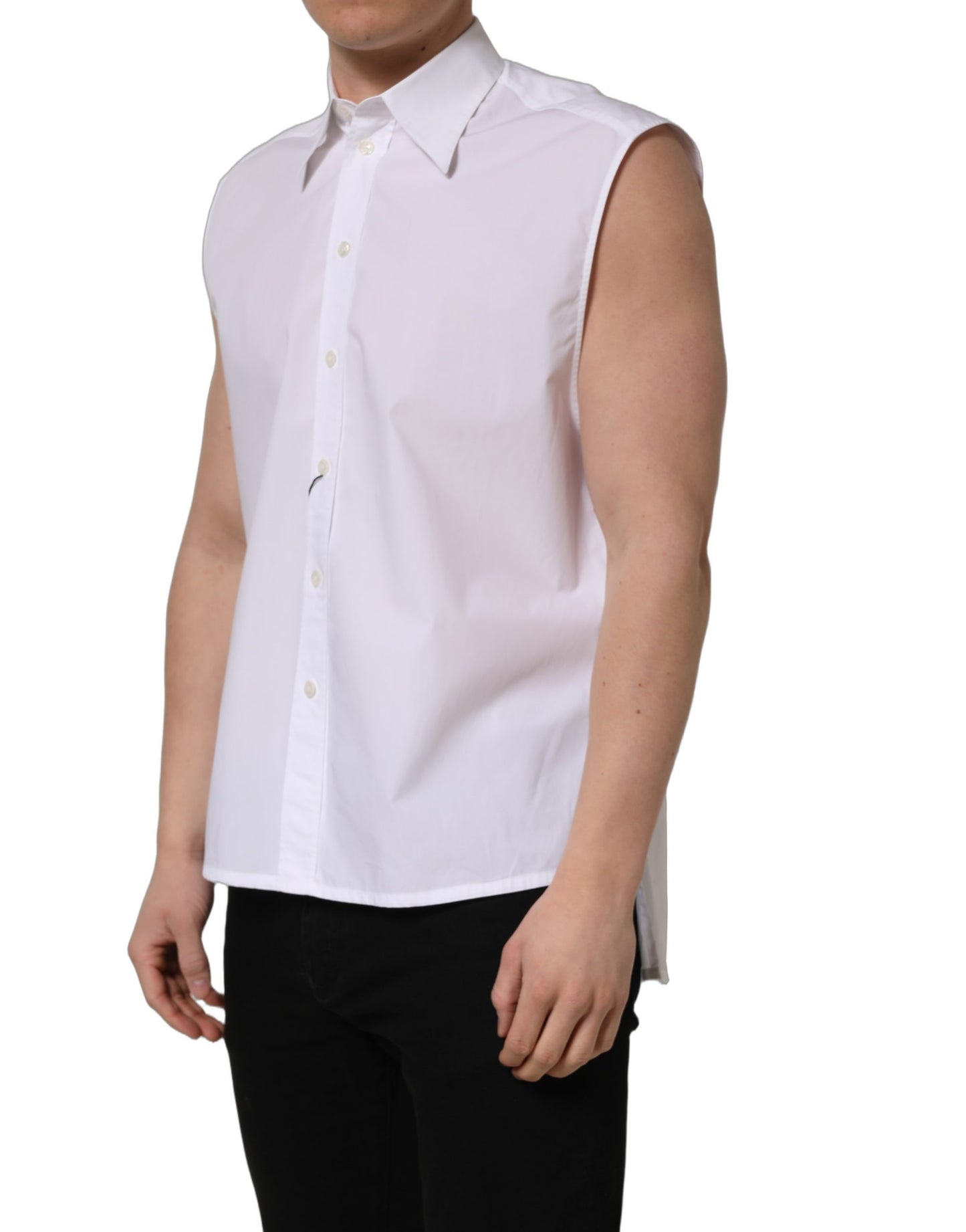 Chemise habillée Dolce & Gabbana en coton blanc sans manches