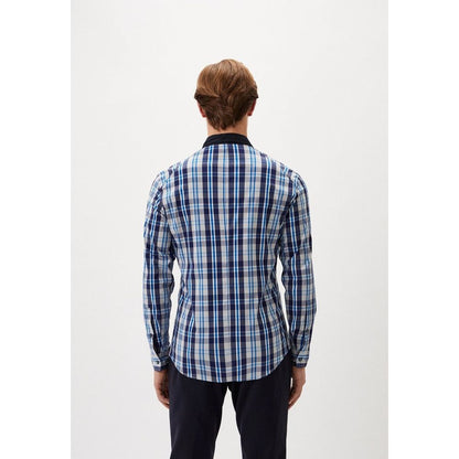 Bikkembergs Navy Blue Cotton Pattern Shirt