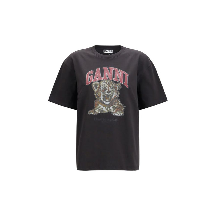 Ganni Black Cotton T-Shirt