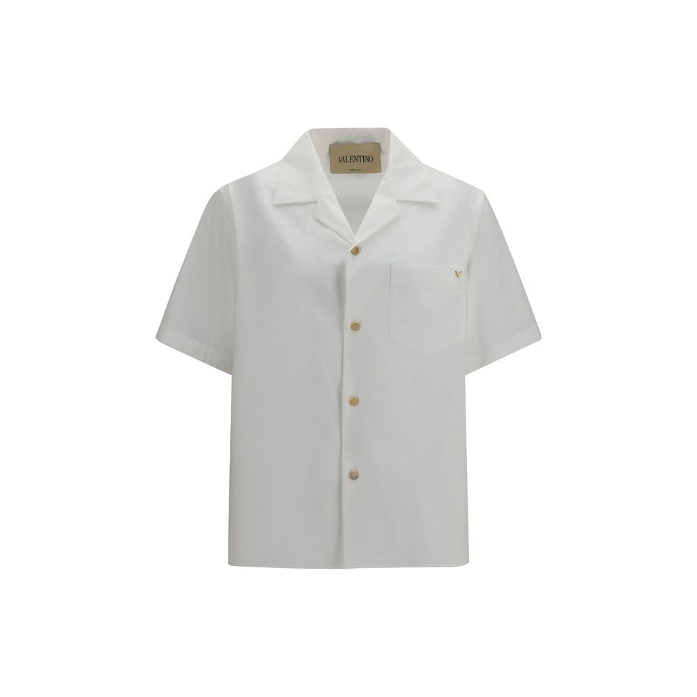 Camisa de manga corta de algodón blanca de Valentino