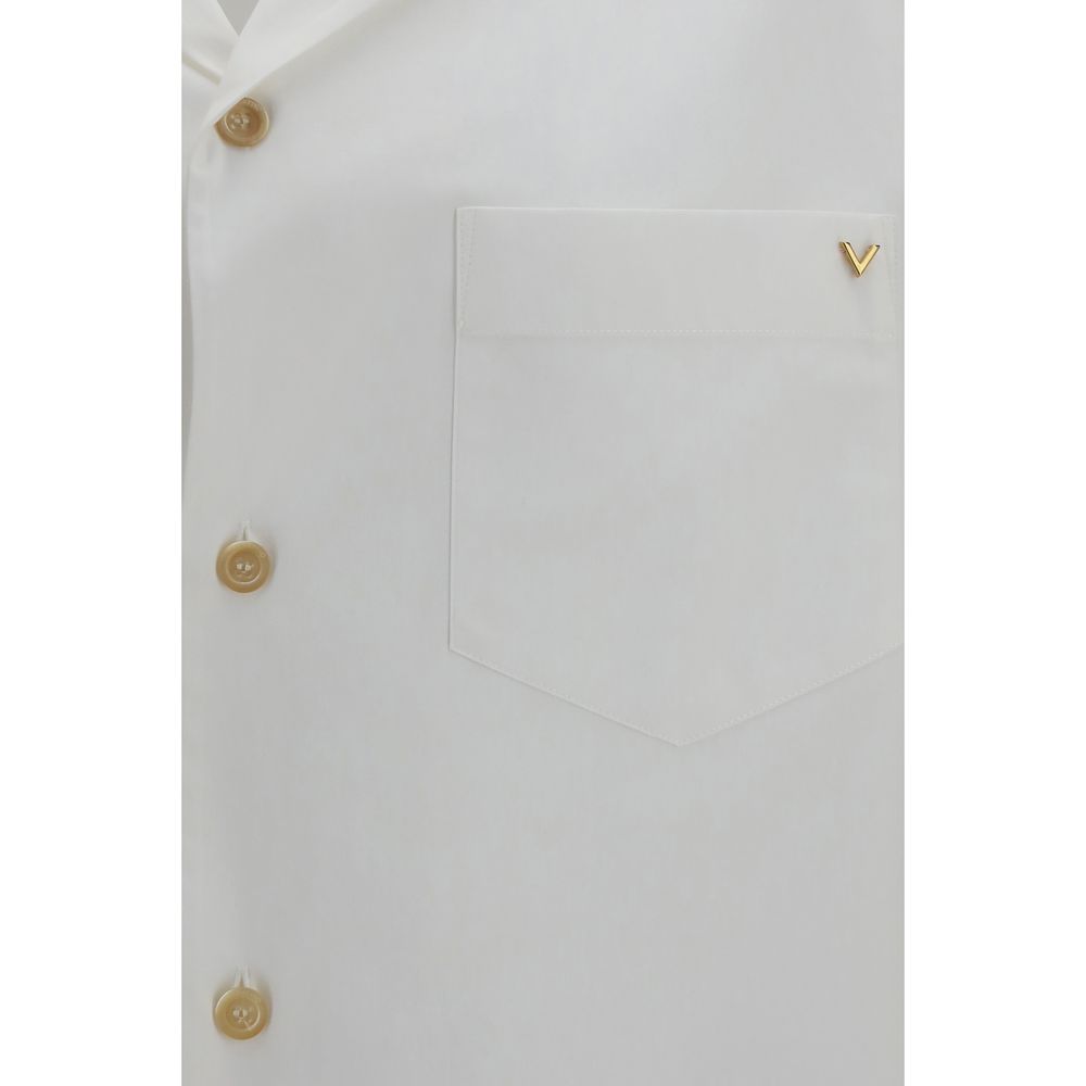 Camisa de manga corta de algodón blanca de Valentino