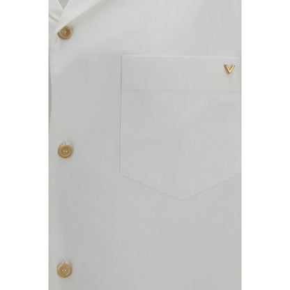 Camisa de manga corta de algodón blanca de Valentino
