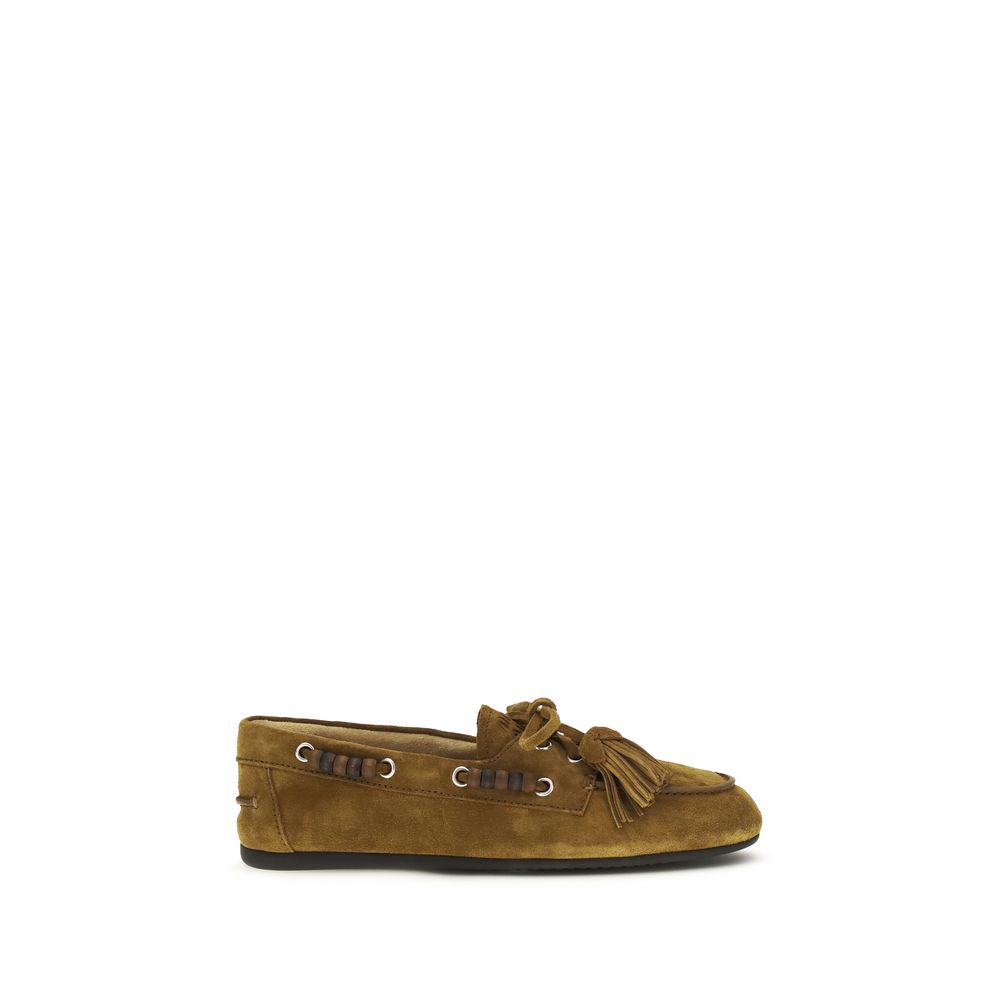 Miu Miu Mocasines sin cordones de piel de becerro beige Bos Taurus