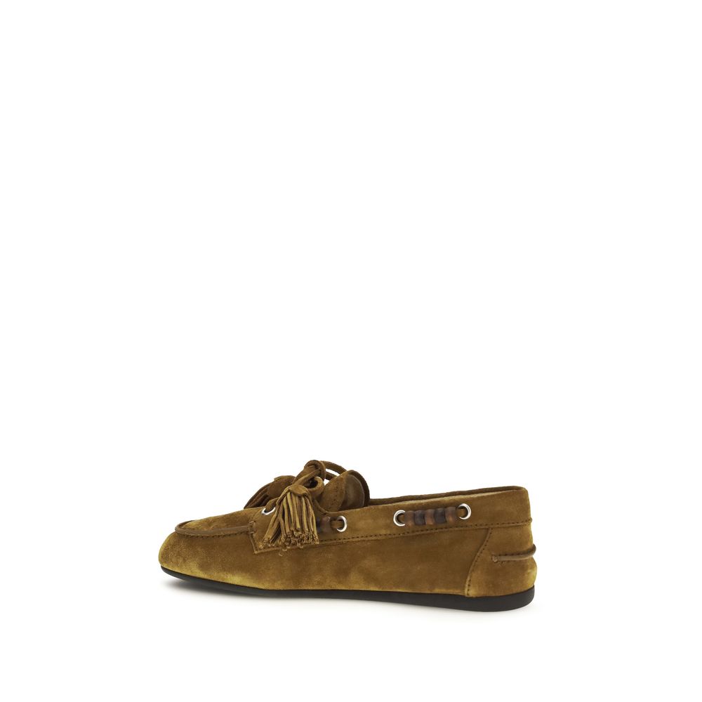 Miu Miu Mocasines sin cordones de piel de becerro beige Bos Taurus