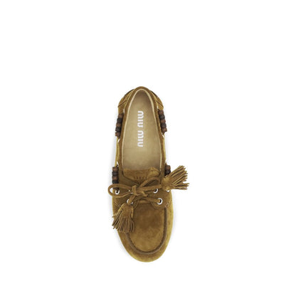 Miu Miu Mocasines sin cordones de piel de becerro beige Bos Taurus