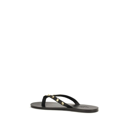 Sandalias con chanclas Valentino Garavani de piel de becerro negra Bos Taurus