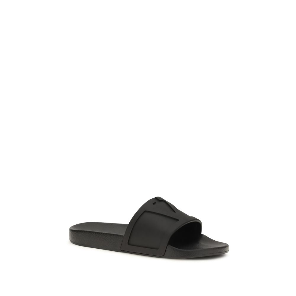 Sandalias planas de goma negras Valentino Garavani