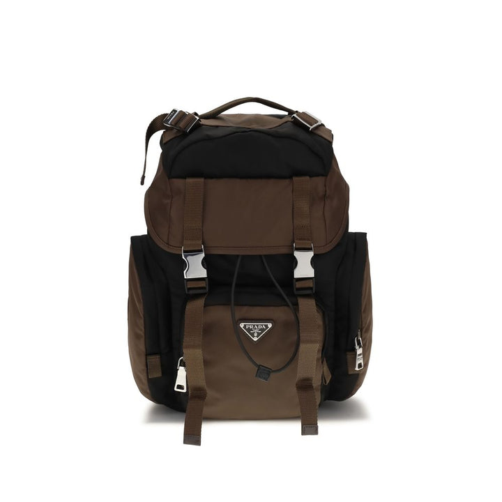 Mochila Prada de poliamida reciclada marrón