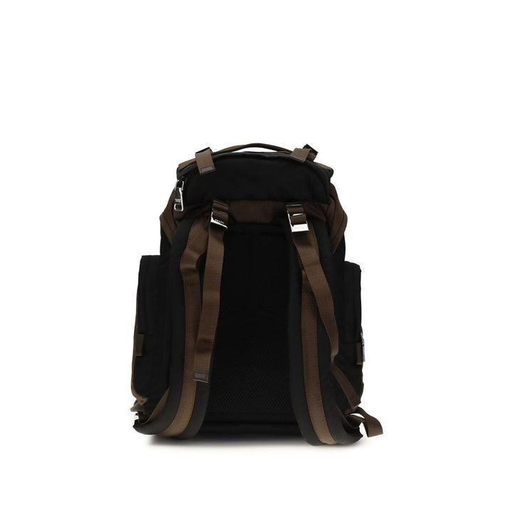 Mochila Prada de poliamida reciclada marrón
