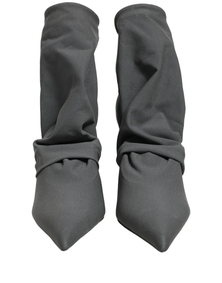 Dolce & Gabbana Gray Stretch Socks Heels Ankle Boots Shoes