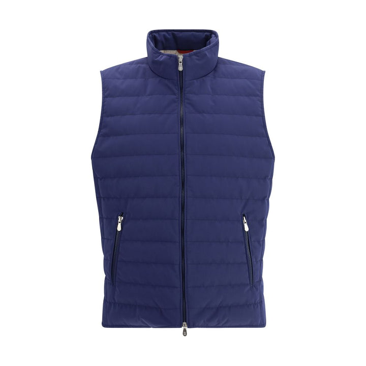 Brunello Cucinelli Blue Polyester Sleeveless Jacket