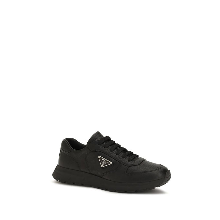 Prada Black Calf Leather Bos Taurus Athletic Sneakers