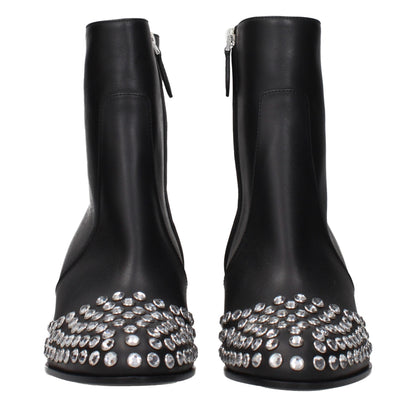 Alaïa Black Leather Ankle Boots