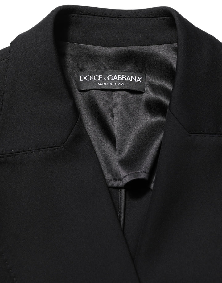 Dolce & Gabbana Black Double Breasted Crepe Blazer Jacket