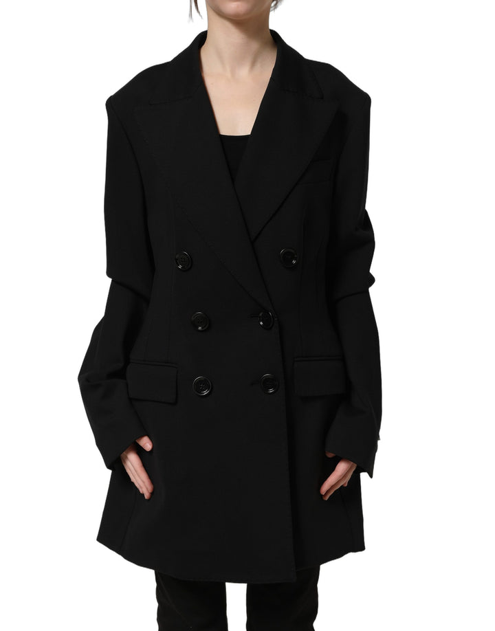Dolce & Gabbana Black Double Breasted Crepe Blazer Jacket