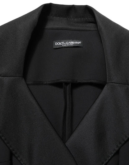 Dolce & Gabbana Black Nylon Double Breasted Coat Jacket