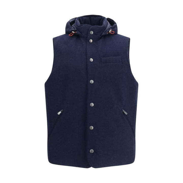 Brunello Cucinelli Blue Wool Oves Aries Sleeveless Jacket