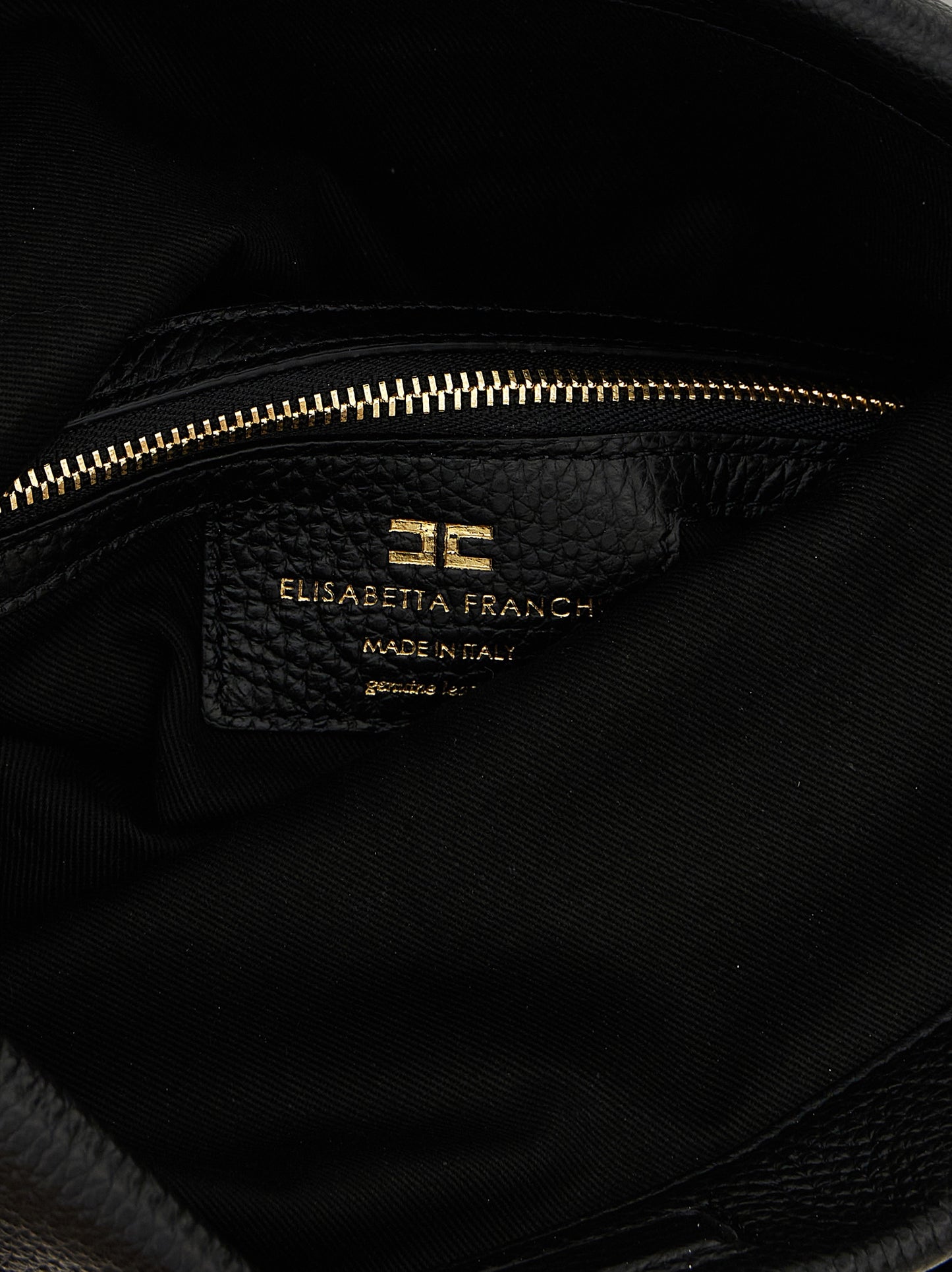 Elisabetta Franchi Black Calfskin Shoulder Bag