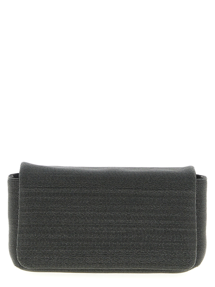 Brunello Cucinelli Black Leather Clutch Bag