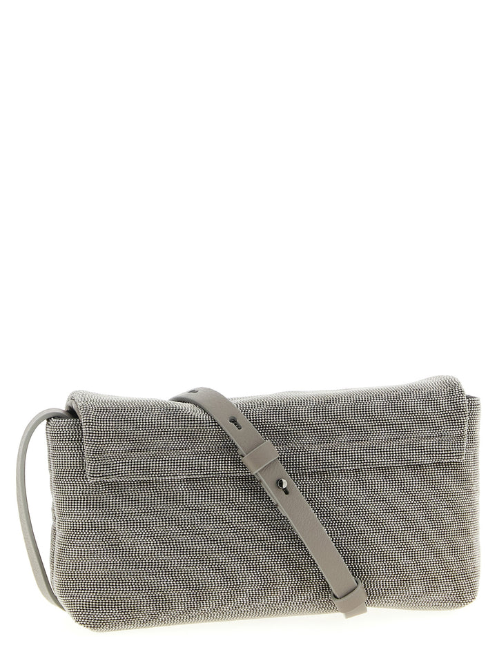Brunello Cucinelli Silver Leather Clutch Bag