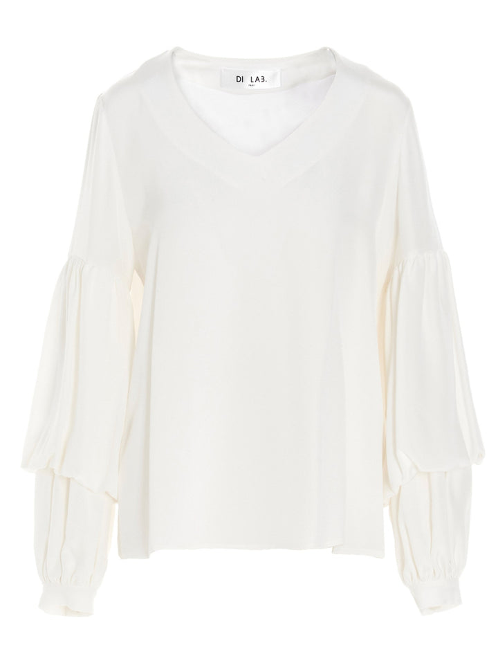 DI.LA3 PARI' White Silk Blouse
