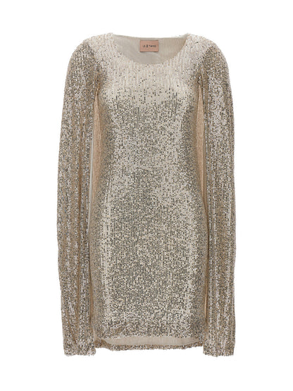 LE TWINS Silver Polyester Short Dress