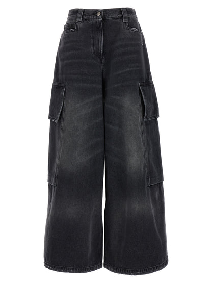 Palm Angels Gray Cotton Cargo Shorts