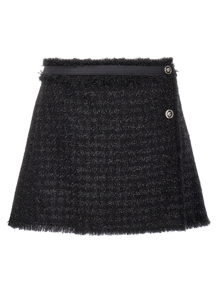 Versace Black Virgin Wool Long Skirt