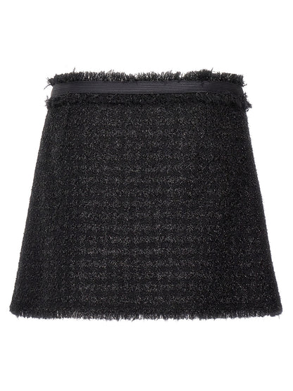 Versace Black Virgin Wool Long Skirt