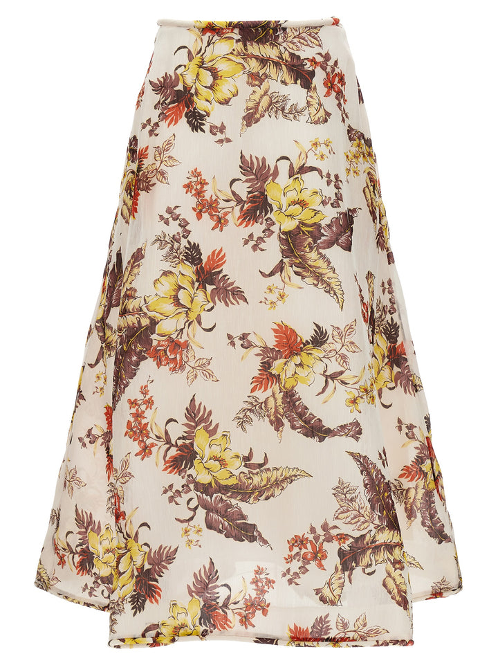 Zimmermann Multicolor Linen Midi Skirt