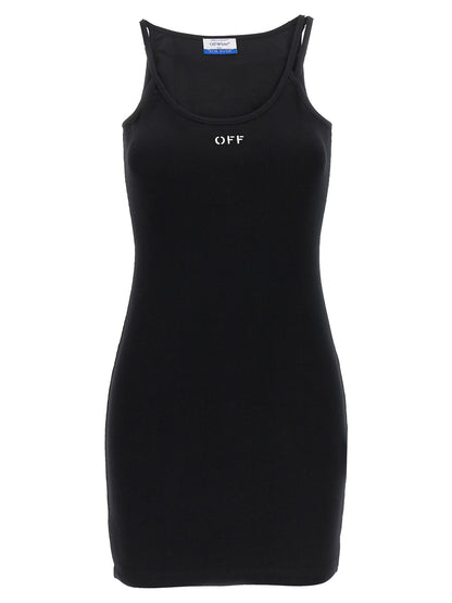 Off-White Black Cotton Short Dress