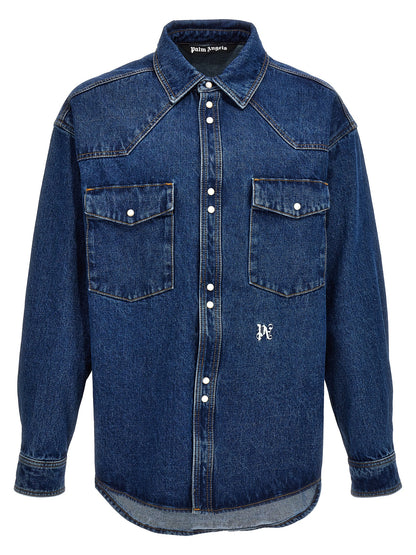 Palm Angels Blue Polyester Denim Jacket