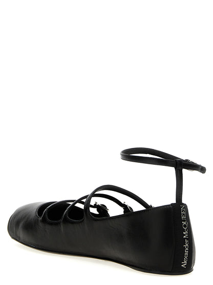 Alexander McQueen Black Calfskin Ballet Flats
