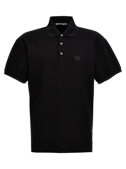 Palm Angels Black Polyester Polo Shirt