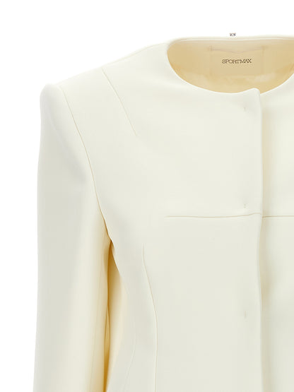 Sportmax White Polyester Full-Length Jacket