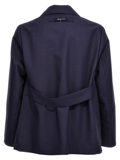Fendi Blue Virgin Wool Full-Length Jacket