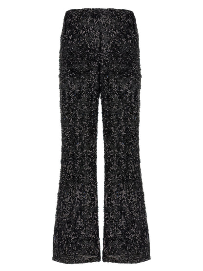 LE TWINS Black Polyester Flared Pants