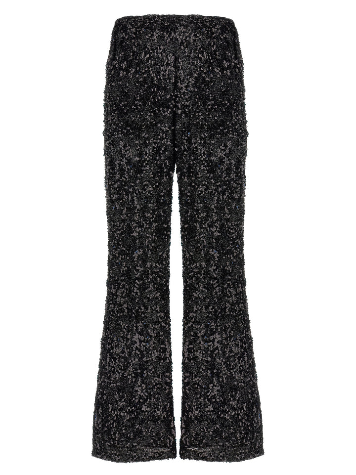 LE TWINS Black Polyester Flared Pants