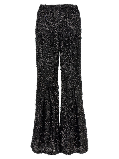 LE TWINS Black Polyester Flared Pants