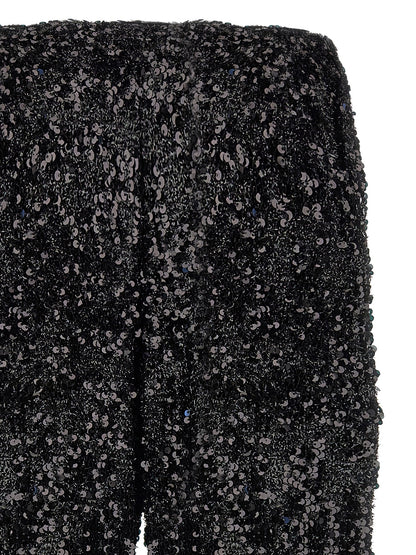 LE TWINS Black Polyester Flared Pants