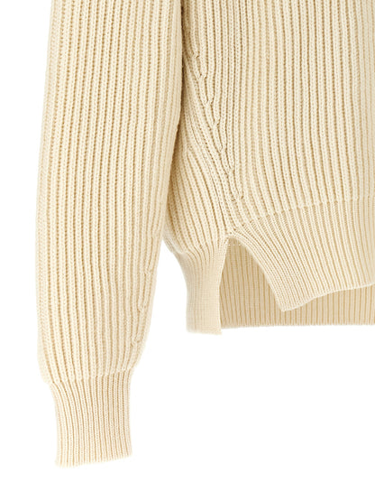 Jil Sander White Wool Cardigan