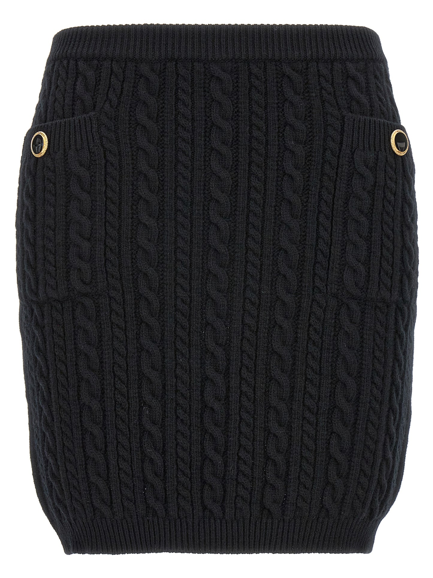Alessandra Rich Black Wool Long Skirt
