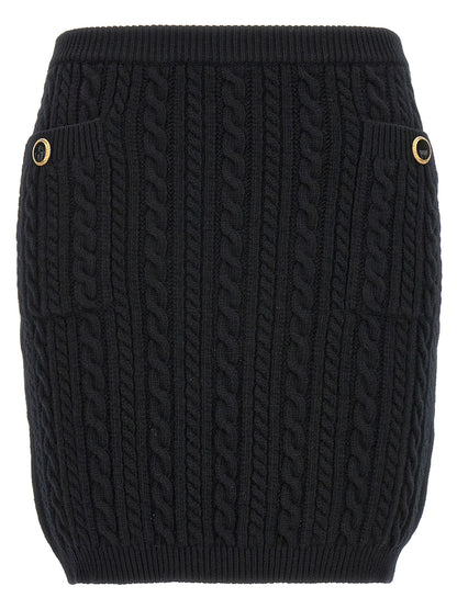 Alessandra Rich Black Wool Long Skirt