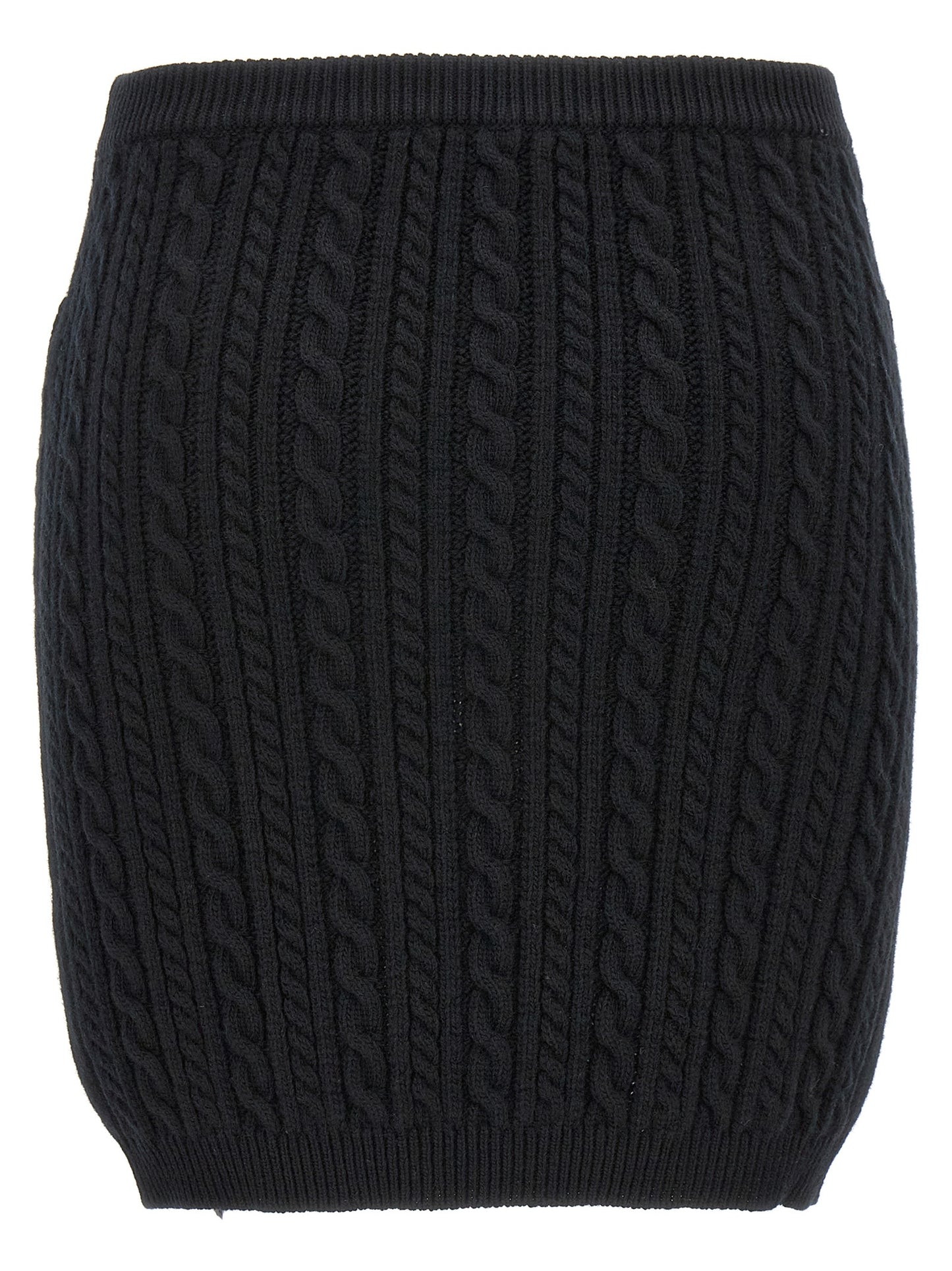 Alessandra Rich Black Wool Long Skirt